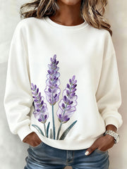 Women's Alzheimer's Awareness Art Purple Floral Printed Sweatshirt