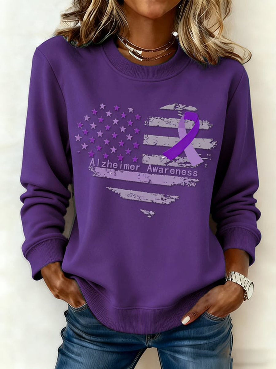 Women's Casual Retro Alzheimer's Awareness Sweatshirt