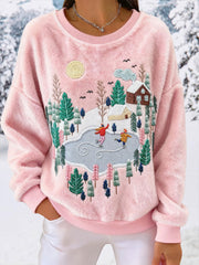 Women's Snow Village Flannel Sweatshirts