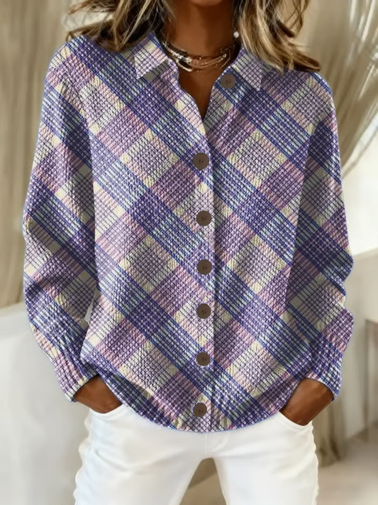 Women's Purple Striped Art Print Top