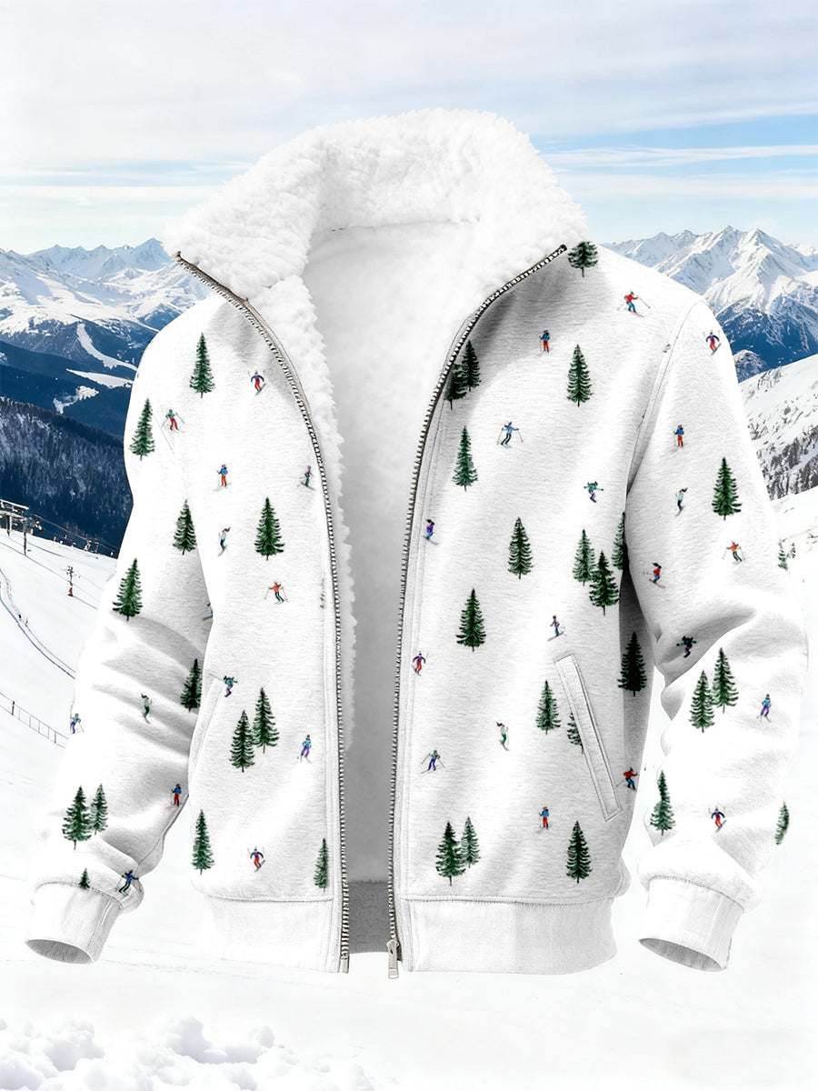Men's Ski Art Print Cardigan