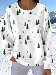 Women's Ski Art Print Sweatshirt
