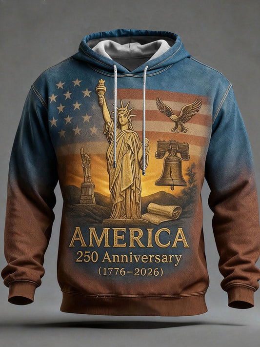 Men's America 250 Print Casual Hoodie