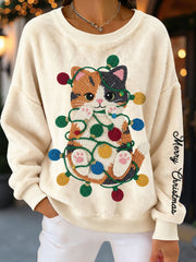 Women's Christmas Cat Flannel Sweatshirts
