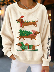 Women's Christmas Dachshunds Flannel Sweatshirts