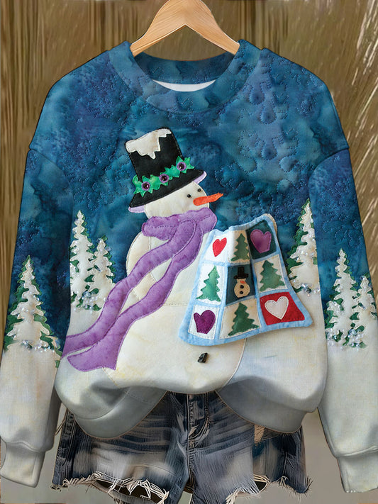 Women's Purple Christmas Printed Sweatshirt