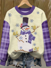 Women's Purple Christmas Printed Sweatshirt