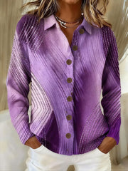 Women's Casual Retro Purple Geometric Gradient Cardigan