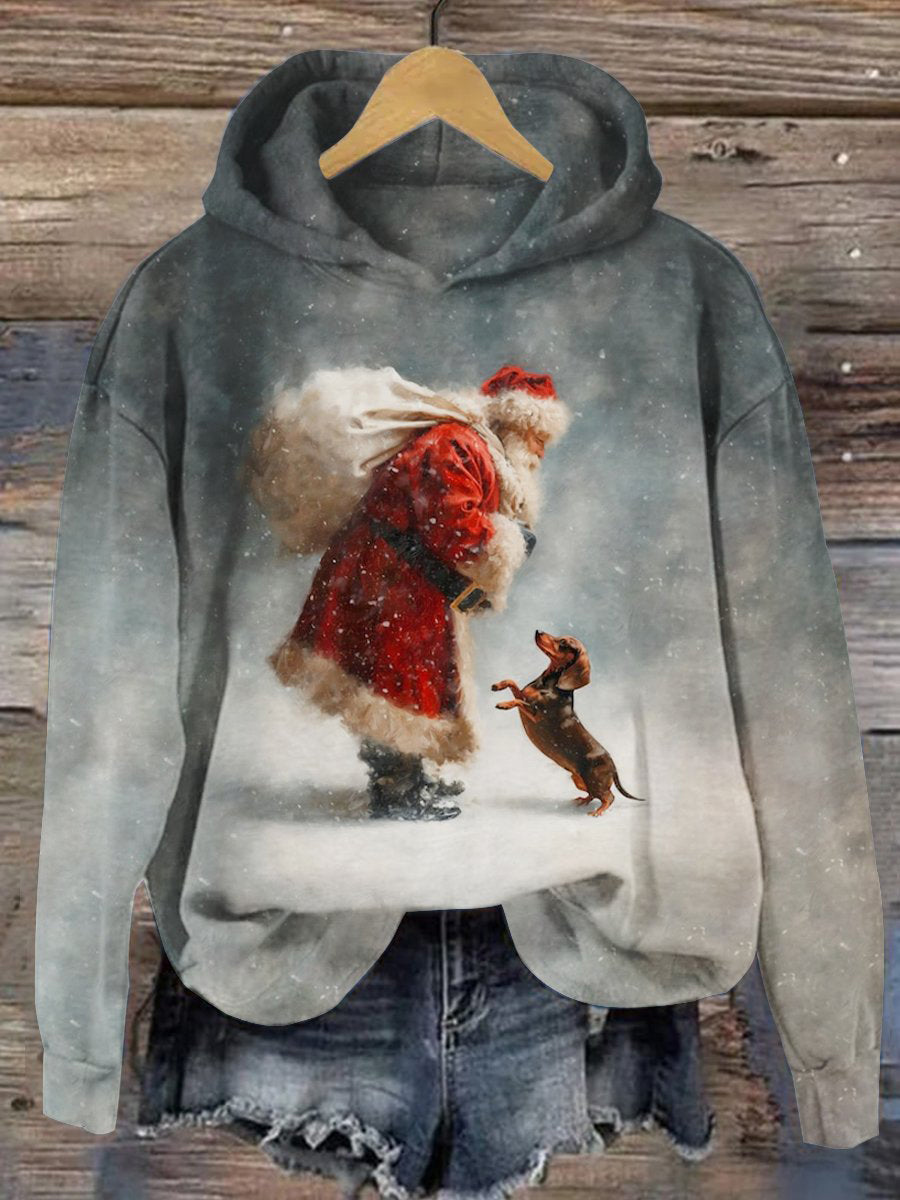 Women's Santa & Dog Regular Sweatshirt