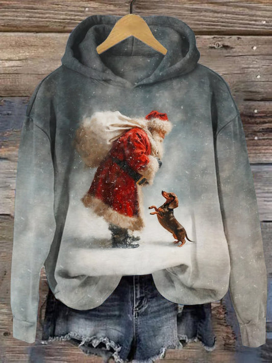 Women's Santa & Dog Regular Sweatshirt
