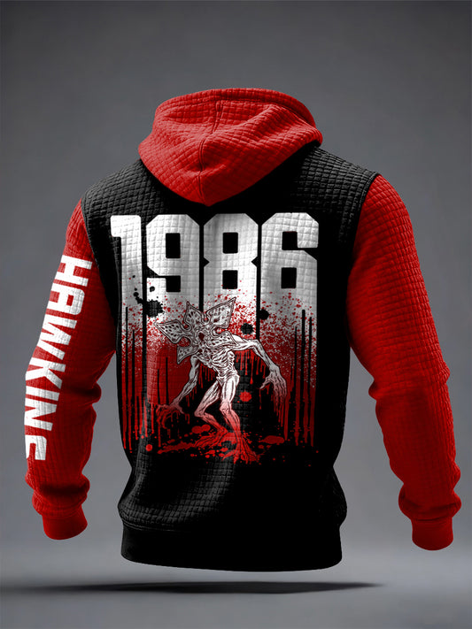 Men's Stranger Things Inspired Checkered Cotton Hoodie