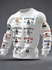 Men's Hawkins TV Show Inspired Waffle Long Sleeved Casual Sweater