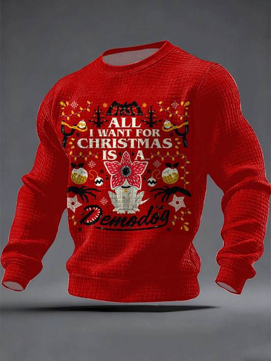 Men's Hawkins TV Show Inspired Waffle Long Sleeved Casual Sweater