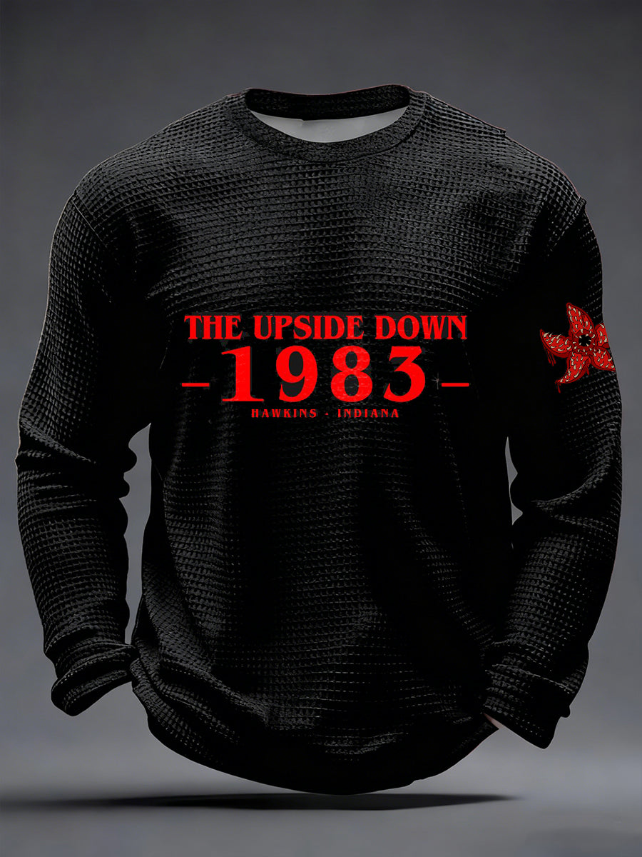 Men's 1983 The Upside Down Hawkins Indiana Waffle Long Sleeve T-Shirt