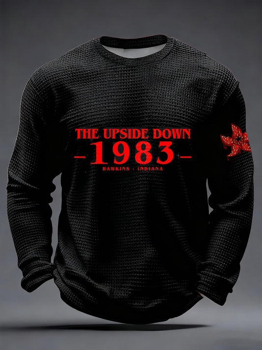 Men's 1983 The Upside Down Hawkins Indiana Waffle Long Sleeve T-Shirt