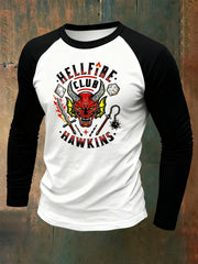 Men's Stranger Things Hellfire Hawkins Club Printed Long Sleeve T-shirt