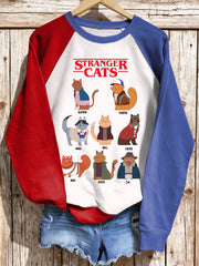 Women's Stranger Cats TV Series Inspired raglan sleeve sweatshirt