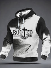 Men's ROOTED Colossians 2:6-7 IN CHRIST Checkered Cotton Hoodie