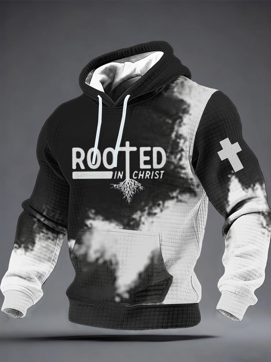Men's ROOTED IN CHRIST Checkered Cotton Hoodie
