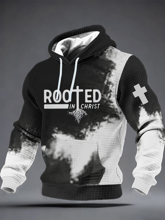 Men's ROOTED IN CHRIST Checkered Cotton Hoodie