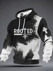 Men's ROOTED IN CHRIST Checkered Cotton Hoodie