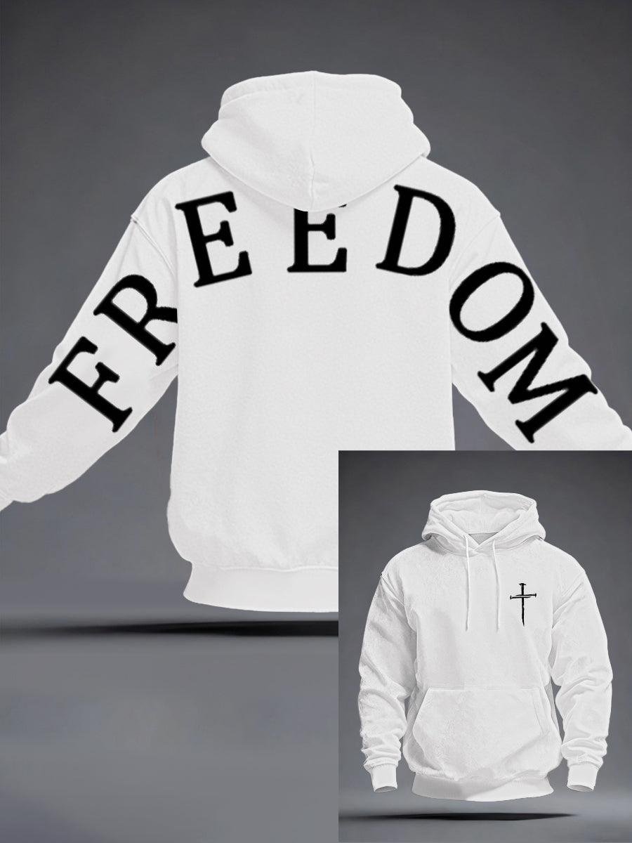 Men's Freedom Oversized Drop-Shoulder Hoodie with Pockets