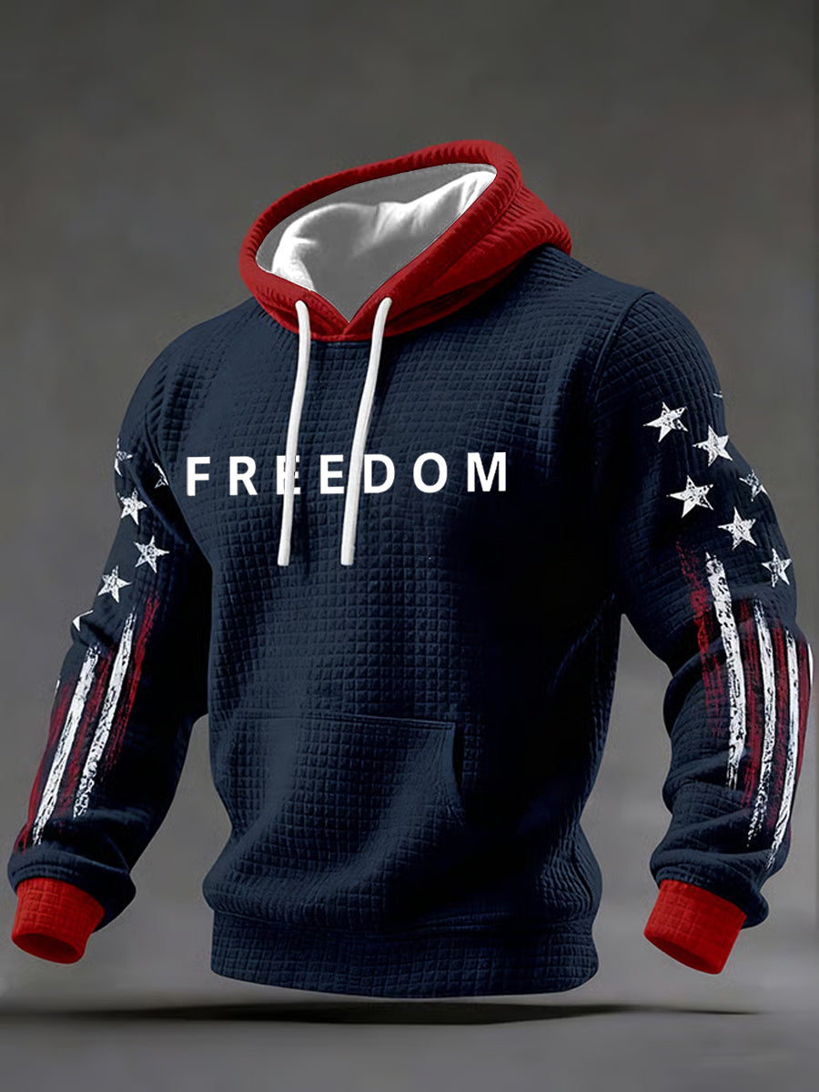 Men's Freedom Checkered Cotton Hoodie