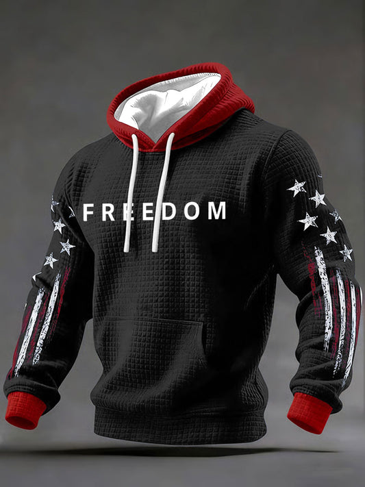 Men's Freedom Checkered Cotton Hoodie