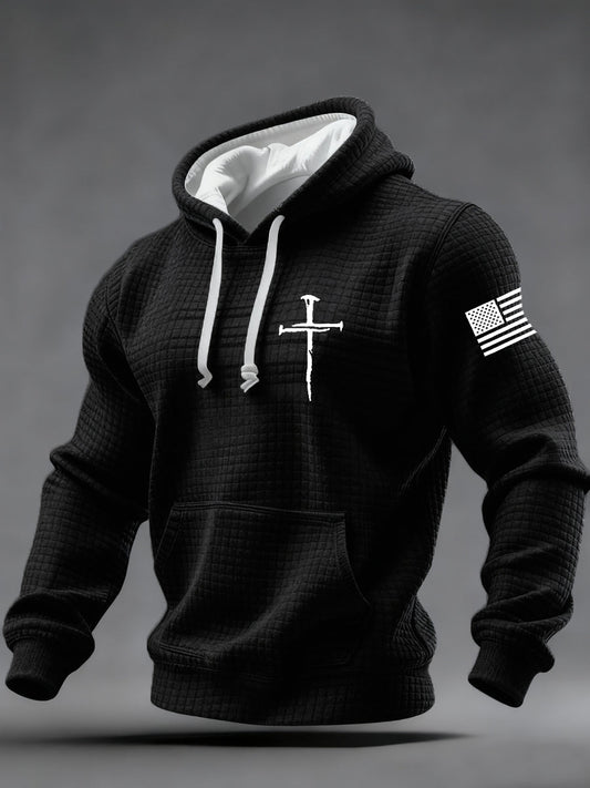 Men's Jesus The Way The Truth The Life Cross Checkered Cotton Hoodie
