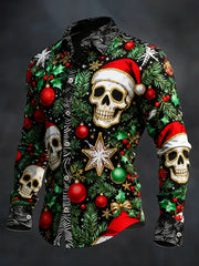 Men's Vintage Christmas Skull Long Sleeve Shirt