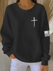 Women's Jesus The Way The Truth The Life John 14:6 Christian Cross Ribbed Round-Neck Sweatshirt