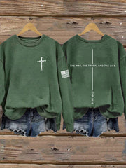 Women's Jesus The Way The Truth The Life John 14:6 Christian Cross Sweatshirt