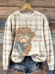 Women's Cute Cow Art Flannel Top