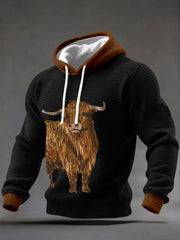 Men's Highland Cow Art Print Casual Hoodie