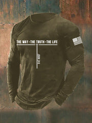 Men's Jesus The Way The Truth The Life Cross Long Sleeve T-shirt