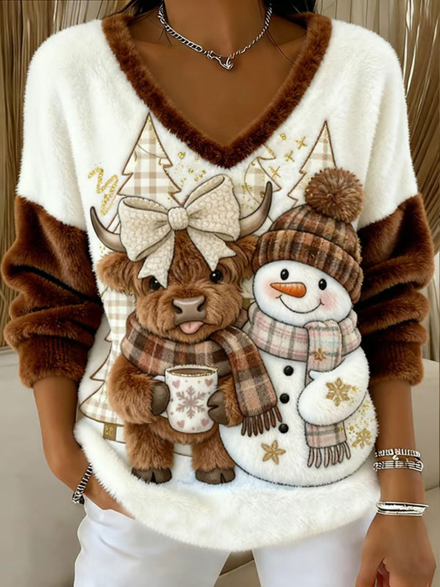 Women's Highland Cow Print Casual Top