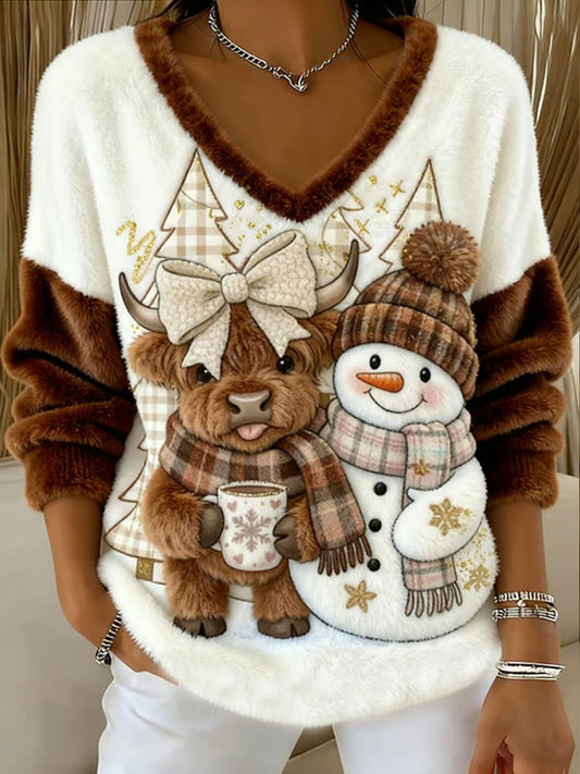 Women's Highland Cow Print Casual Top